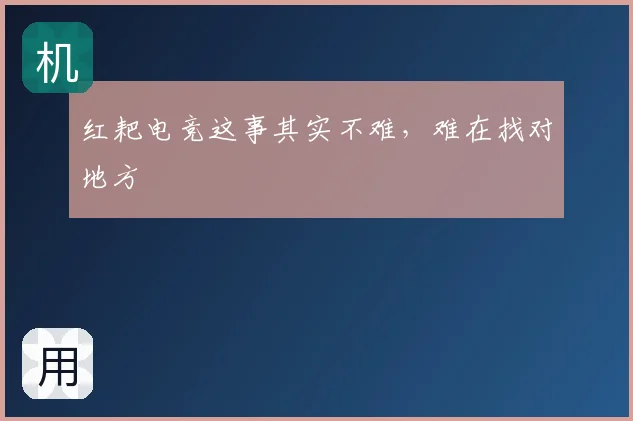红耙电竞这事其实不难,难在找对地方
